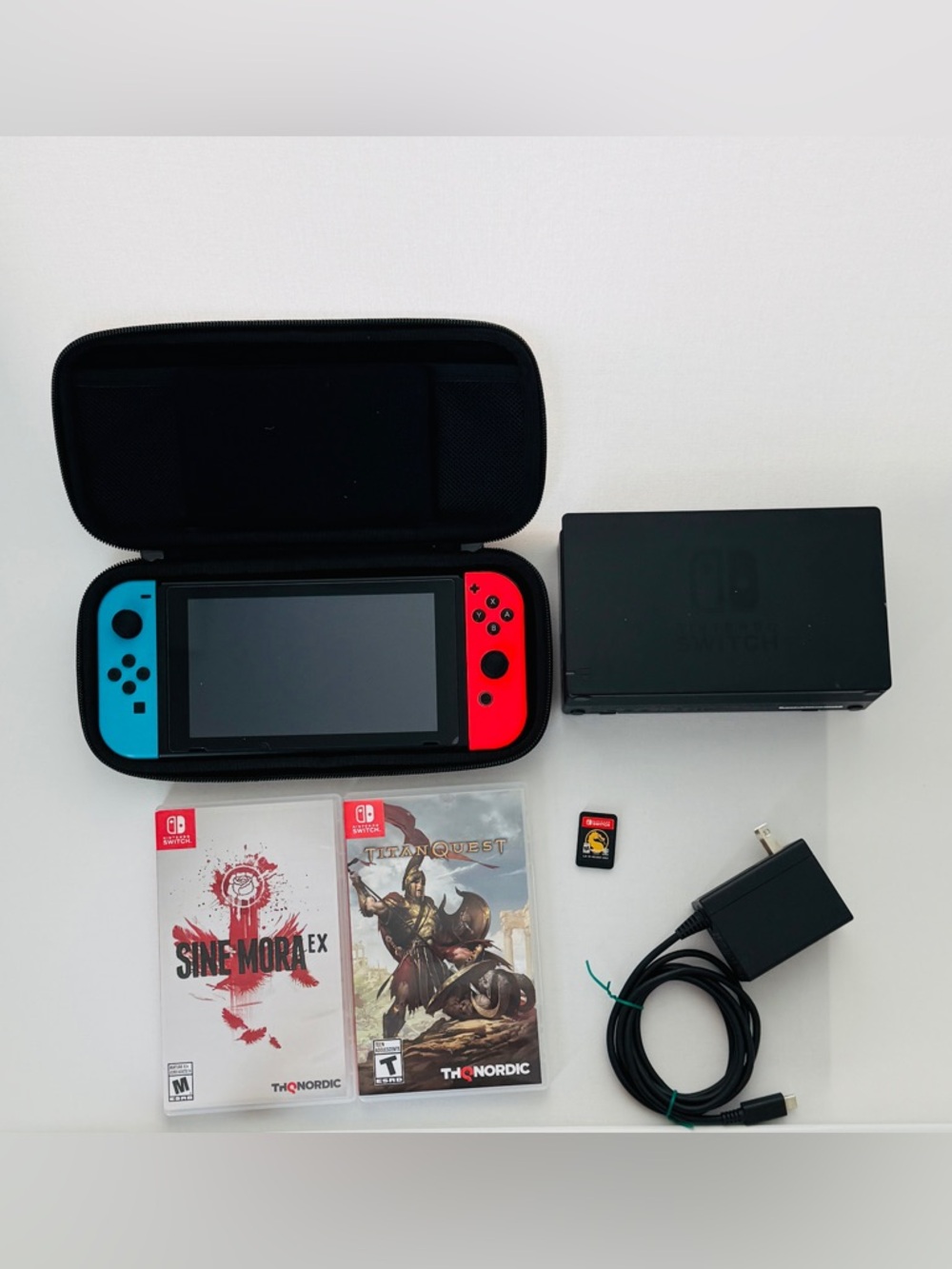 Nintendo Switch Console - Bundle with 3 Games, Dock & Carrying Case